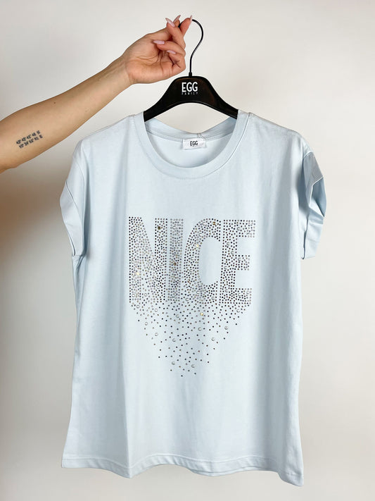 T-shirt celeste chiaro con scritta Nice