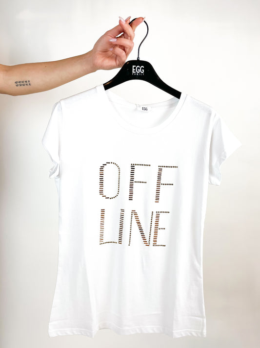 T-shirt bianca con scritta Off Line