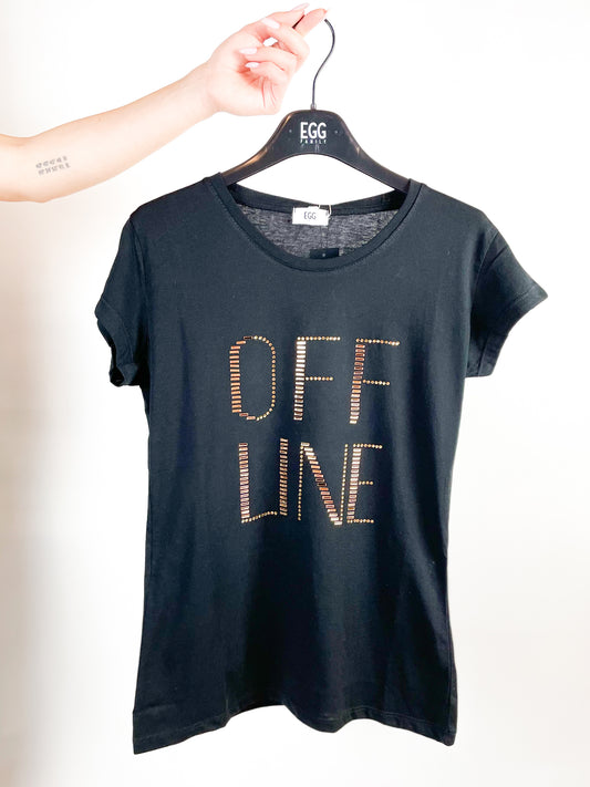 T-shirt nera con scritta Off Line
