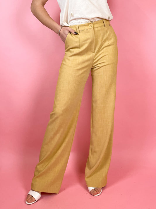 Pantalone giallo ocra tailleur