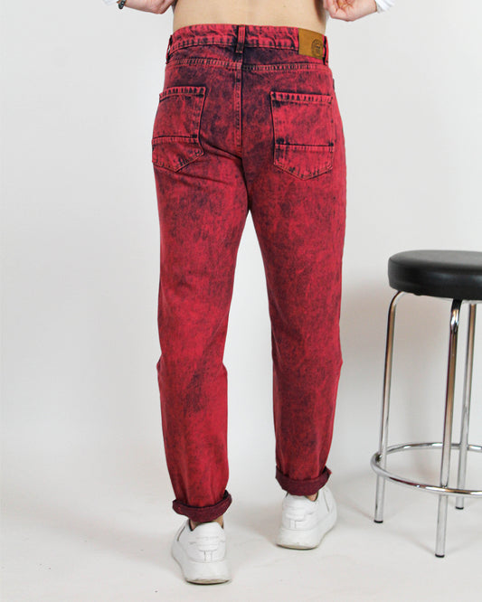 Jeans rosso lavaggio marmorizzato