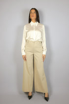 Beige palazzo trousers in Milan stitch