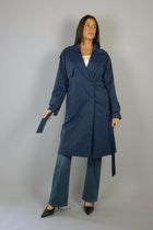 Long blue trench coat