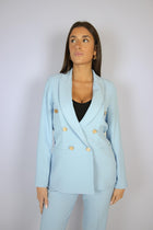 Blazer doppio petto color celeste chiaro