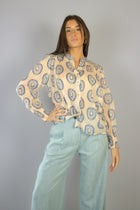 Cotton shirt with powder and blue pattern
