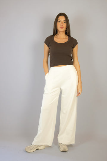 EGG FAMILY Pantalone in felpa leggera bianco