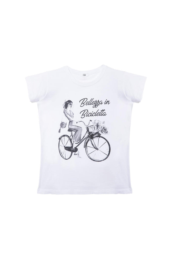 T-shirt Bellezza in bicicletta 177347 BIANCO EGG FAMILY 
