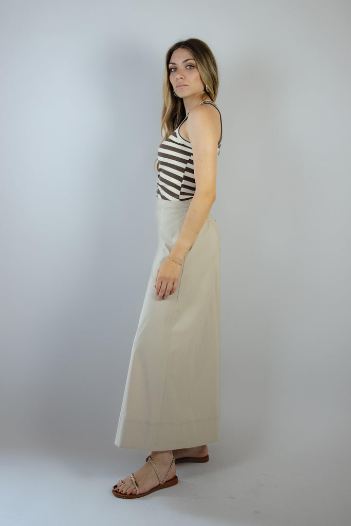 Top monospalla a righe panna e marrone W2ALLEN02 RIGA MORO EGG FAMILY 