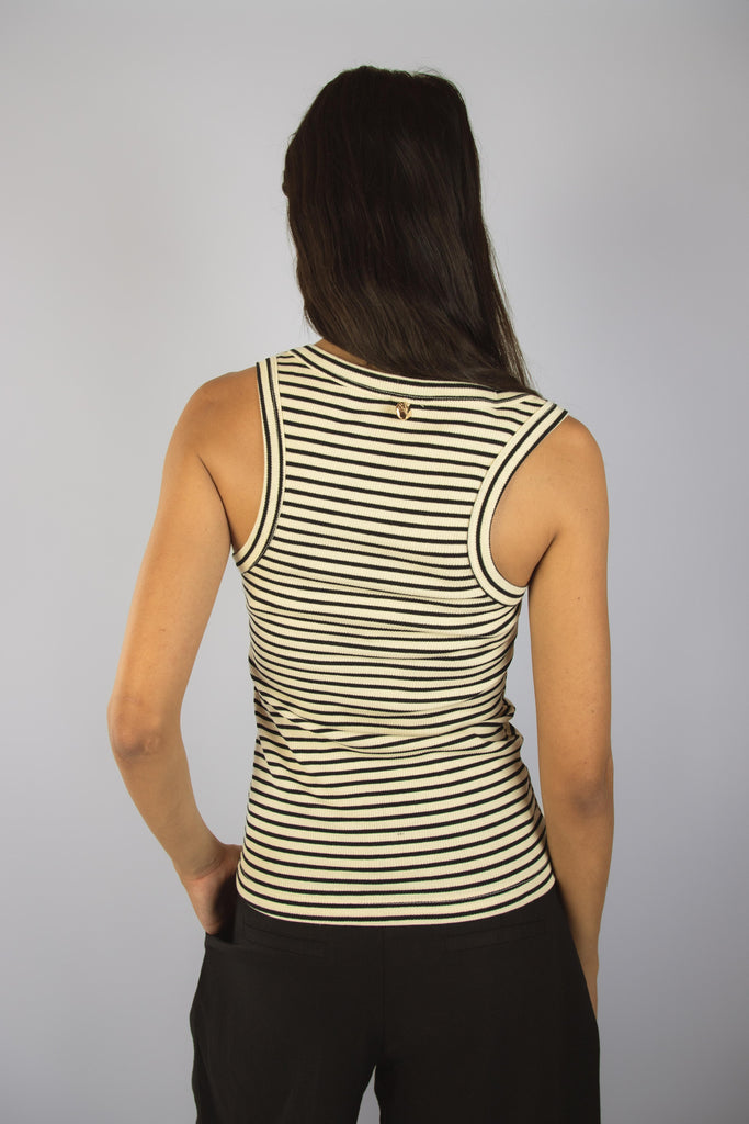 Canotta a righe microcostina - Mykonos APERITIVO MYKONOS NERO EGG FAMILY 