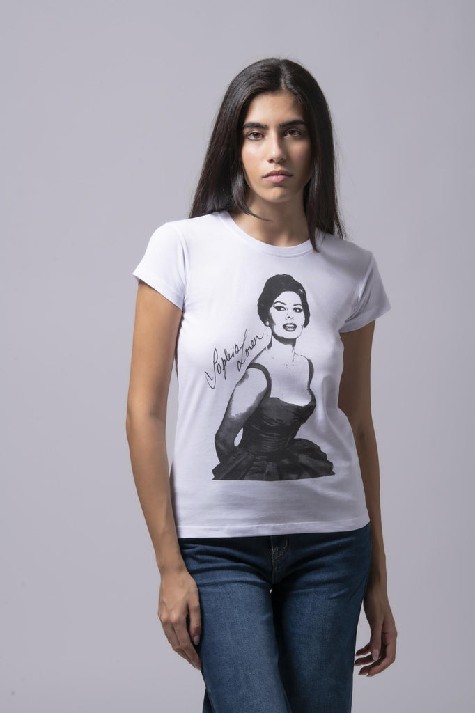 T-shirt bianca Sofia Loren 177351 BIANCO EGG FAMILY 