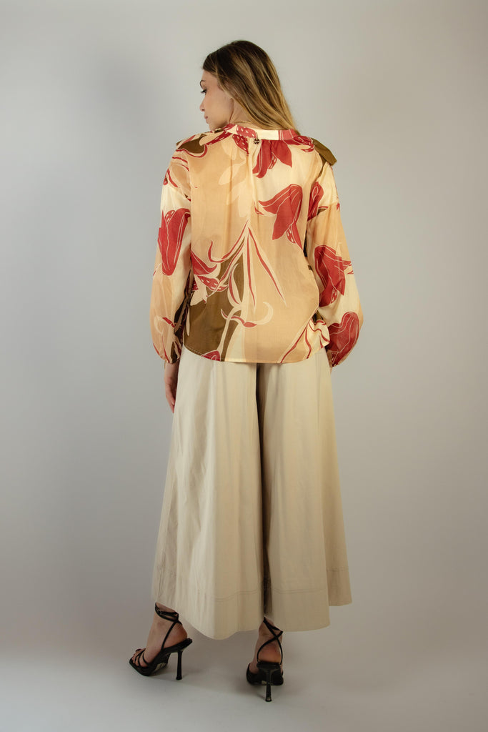 Camicia in mussola di cotone in fantasia rosa e rosso 7393 VARIANTE 1 EGG FAMILY 