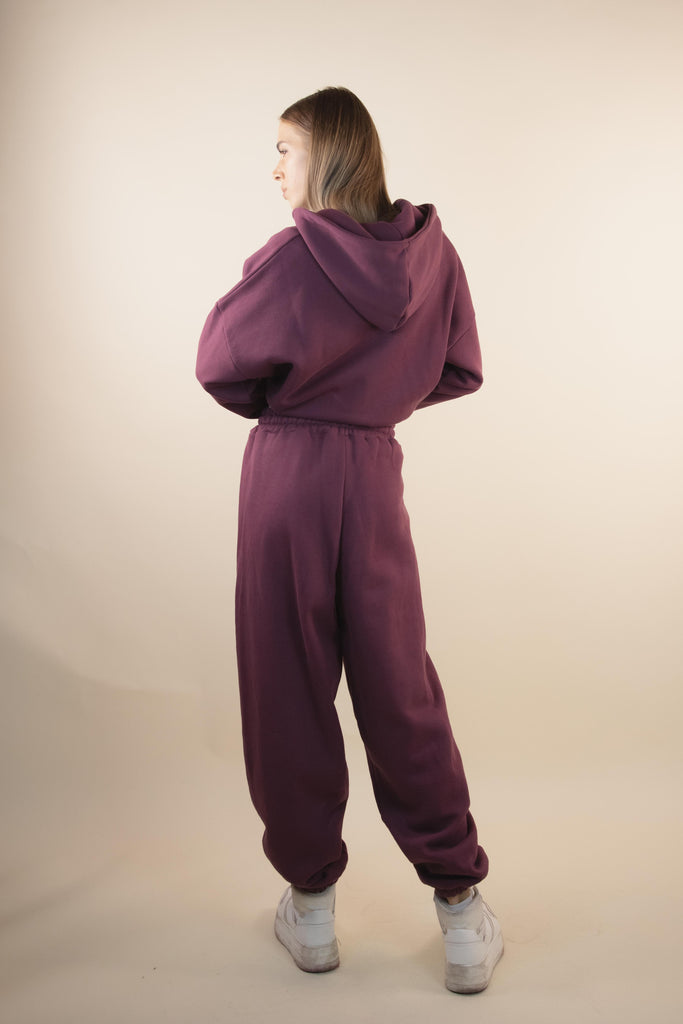 Pantalone bordeaux in felpa con polsino W1RICCI 02 BORDEAUX EGG FAMILY 