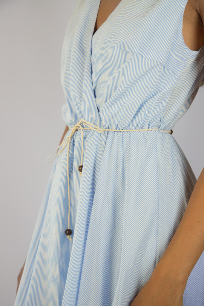 Abito in viscosa a righe celesti JA5098R7T102 RIGA CELESTE EGG FAMILY 