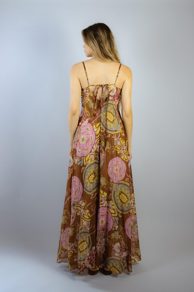 Abito lungo in cotone in fantasia floreale rosa 6840 AB VARIANTE 2 EGG FAMILY 