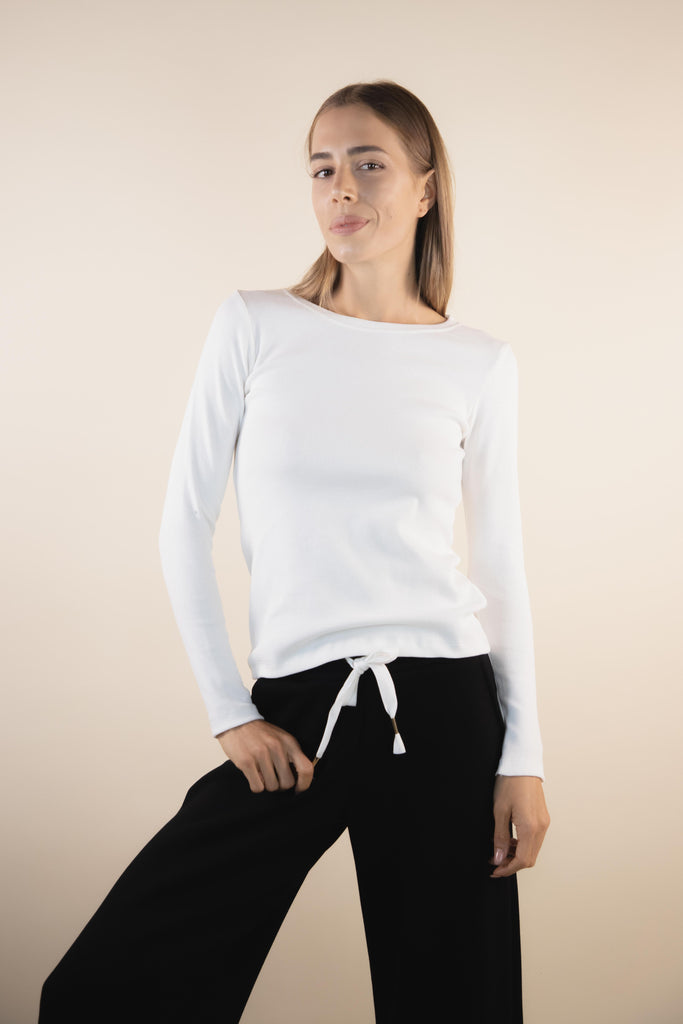 Maglia microcostine panna W1VITTI 04 PANNA EGG FAMILY 