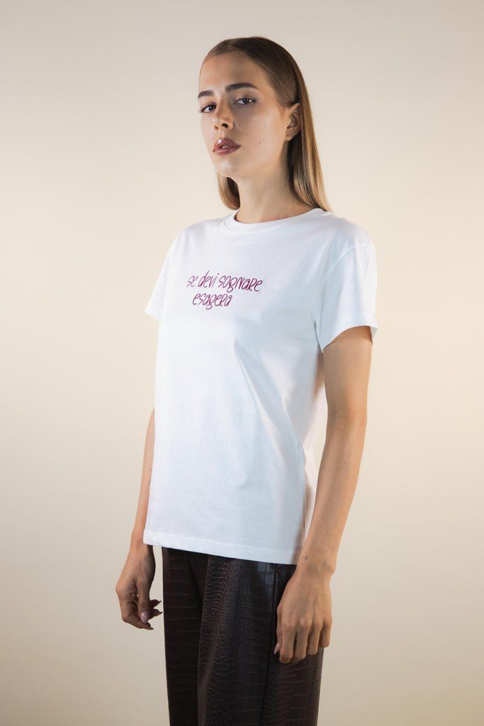 T-shirt panna ricamo bordeaux sogno RK1885 PANNA/BORDEAUX EGG FAMILY 