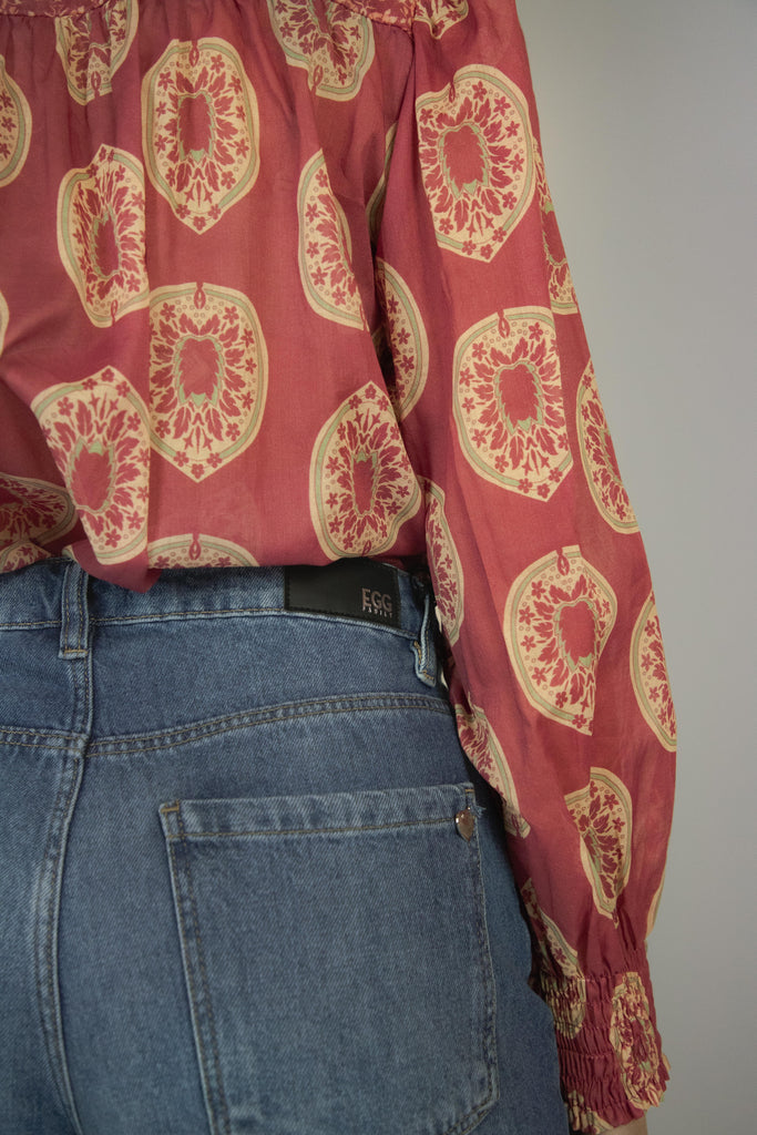 Camicia fantasia rosso e beige 7240 VARIANTE 1 EGG FAMILY 