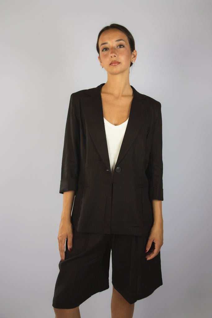 Bermuda nero in lino JP3364T110 NERO EGG FAMILY 