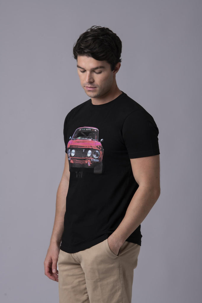 T-shirt nera con stampa Alfa Romeo 177366 NERO EGG FAMILY 