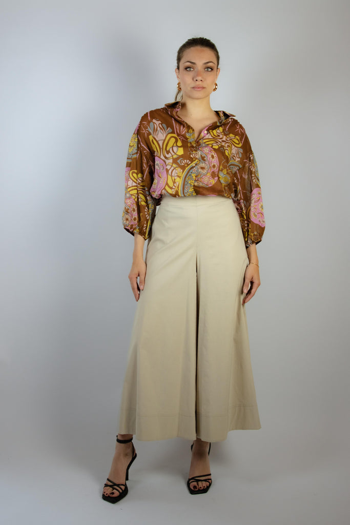 Camicia floreale marrone e rosa EG018 VARIANTE 2 EGG FAMILY 