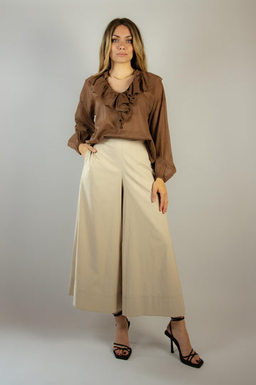 Pantalone gamba ampia beige G184/11 BEIGE EGG FAMILY 