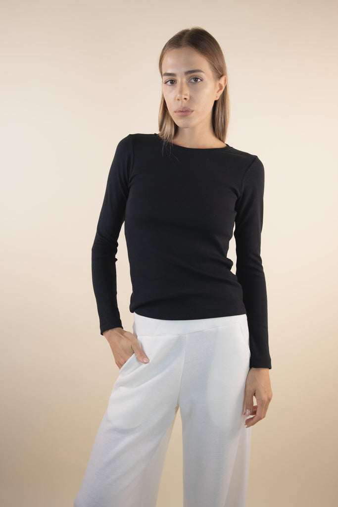 Maglia microcostina nera W1VITTI 04 NERO EGG FAMILY 