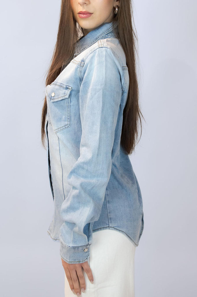 Camicia in jeans chiaro CA801 DENIM EGG FAMILY 