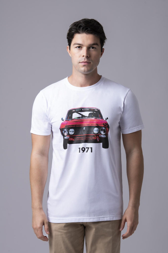 T-shirt bianca con stampa Alfa 1971 177366 BIANCO EGG FAMILY 