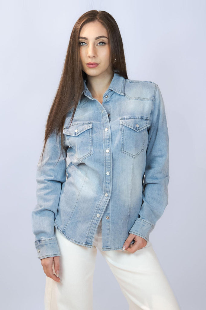 Camicia in jeans chiaro CA801 DENIM EGG FAMILY 