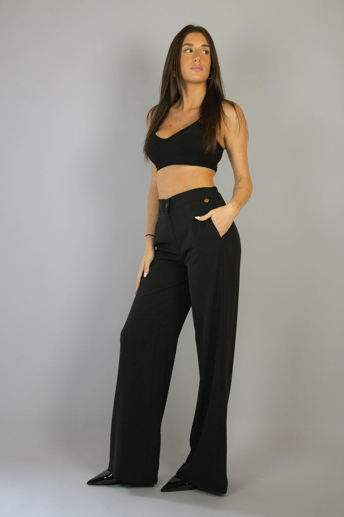 Pantalone palazzo nero 101/24 NERO EGG FAMILY 