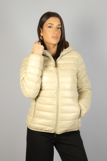 Piumino leggero beige con cappuccio PK14010 BEIGE EGG FAMILY 