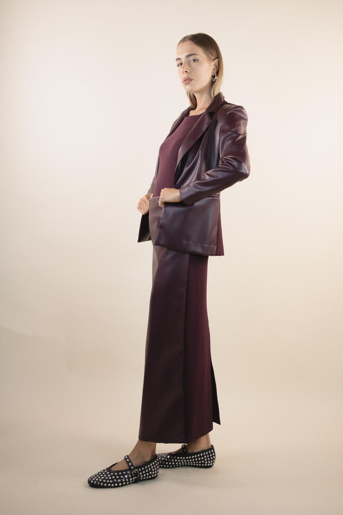 Blazer in ecopelle e punto milano amarone H507/38 AMARONE EGG FAMILY 