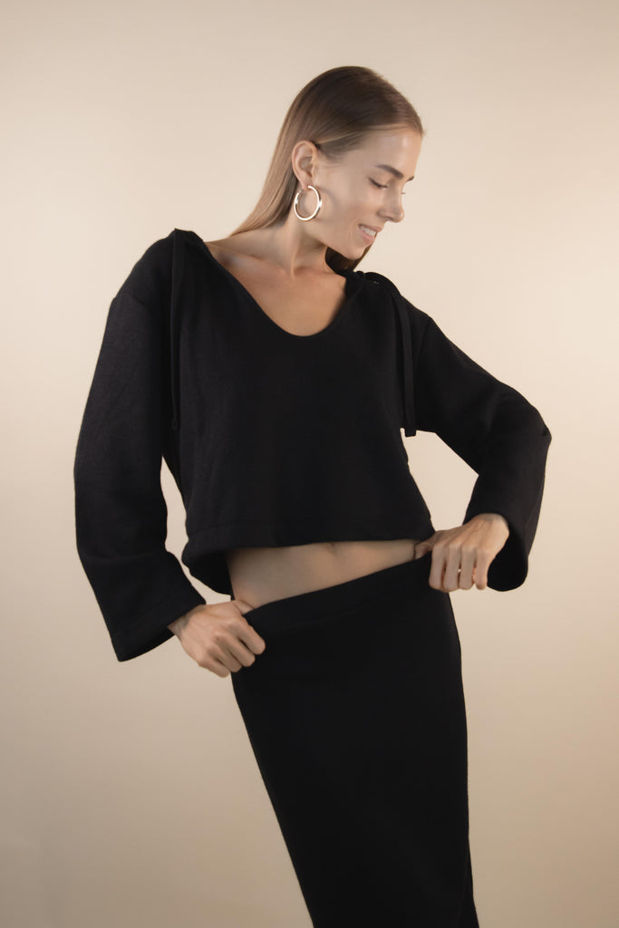 Felpa in maglia nero W1LISI 08 NERO EGG FAMILY 