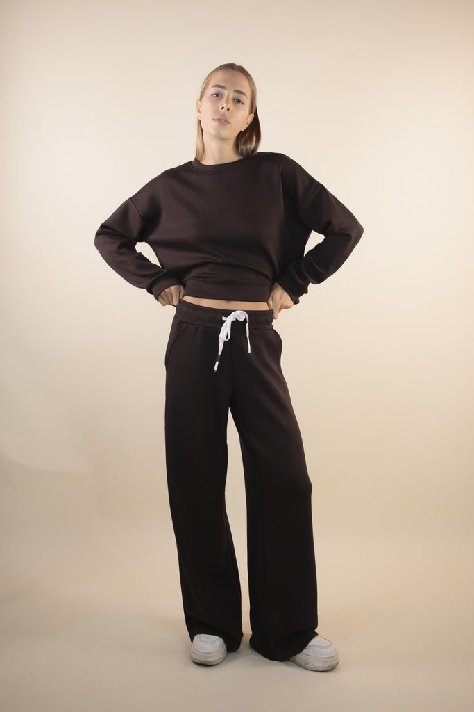Pantalone sportivo marrone a palazzo W1GIORGI 08 MORO EGG FAMILY 