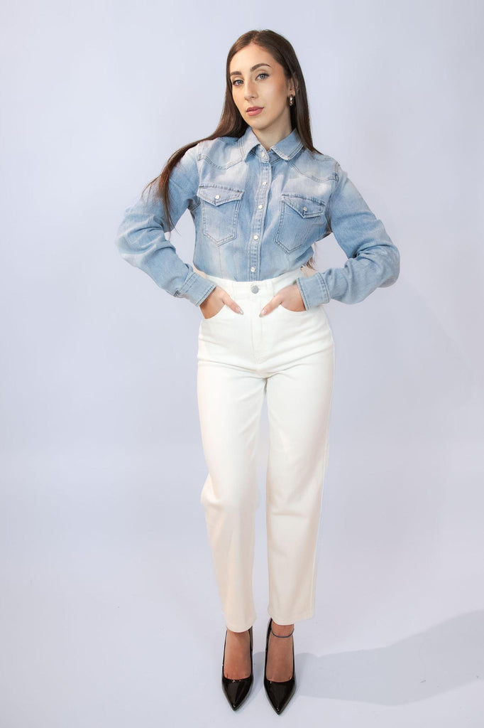 Jeans bianco mom fit EG802-1 BIANCO EGG FAMILY 
