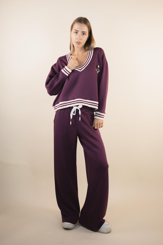 Felpa con spilla vinaccia W1RICCI 11 VINACCIA/AVORIO EGG FAMILY 