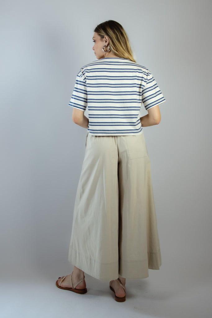 T-shirt a righe panna e blu MGC0070 JEANS EGG FAMILY 