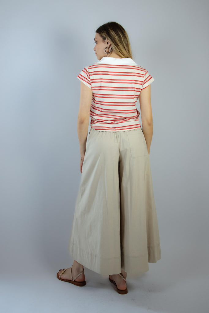 T-shirt polo a righe panna e rosso TSC0135 ROSSO EGG FAMILY 