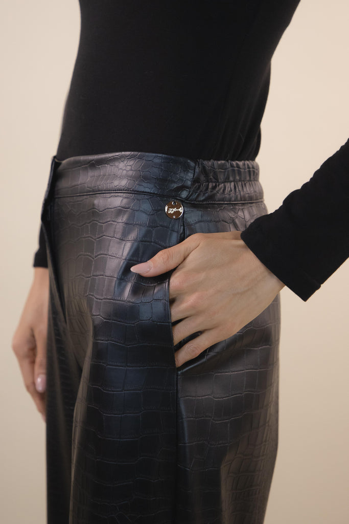 Pantalone ecopelle nero H101/36 NERO EGG FAMILY 