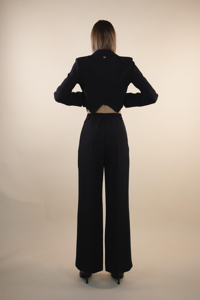 Pantalone nero con piega H168/29 NERO EGG FAMILY 