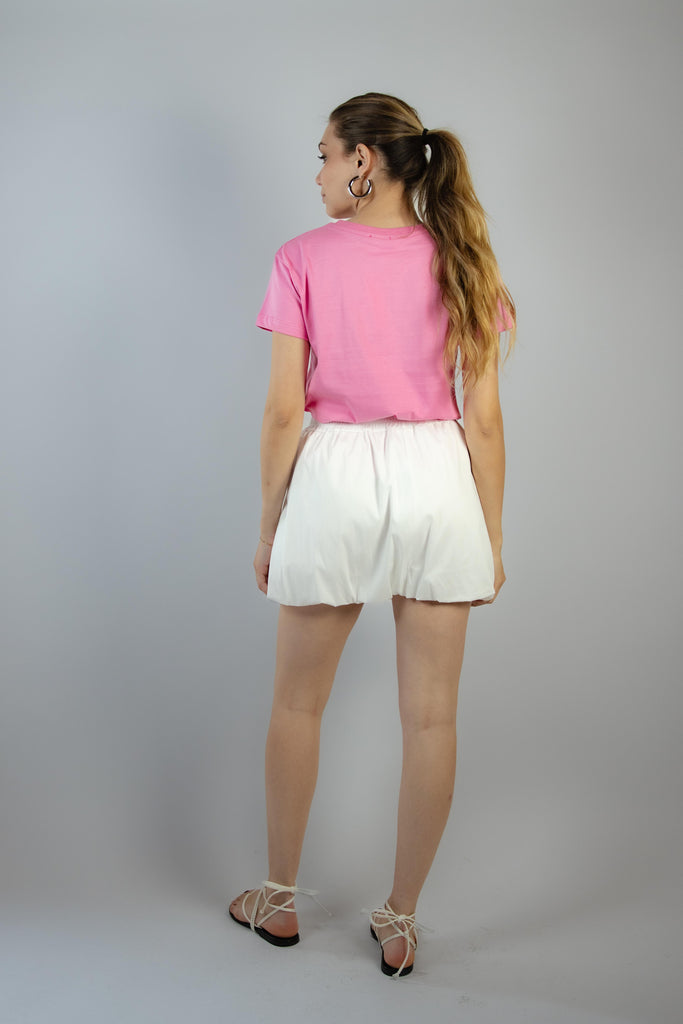 T-shirt rosa fucsia con ricamo "per dindirindina" W2MARTINEZ03 BUBBLE EGG FAMILY 