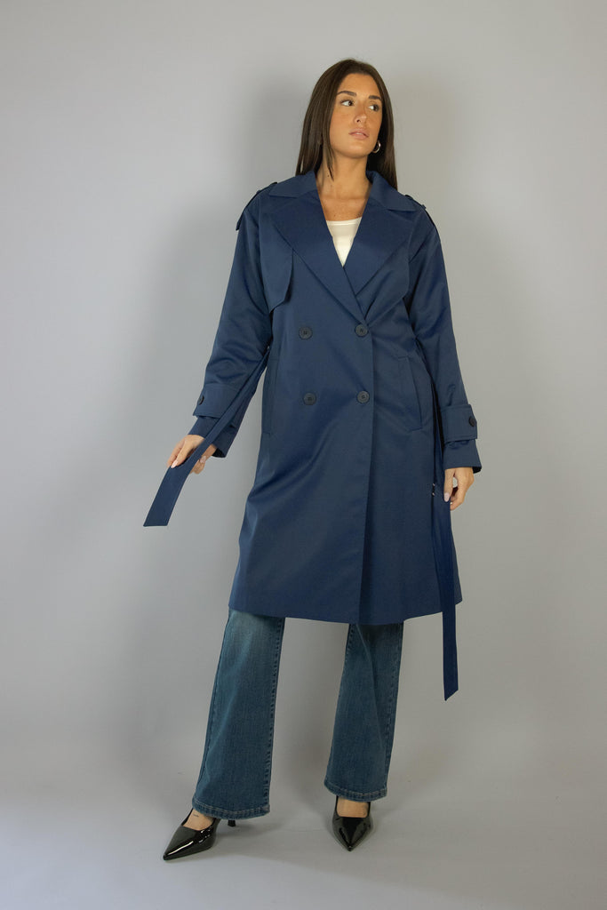 Trench lungo blu SG01 BLU DENIM EGG FAMILY 