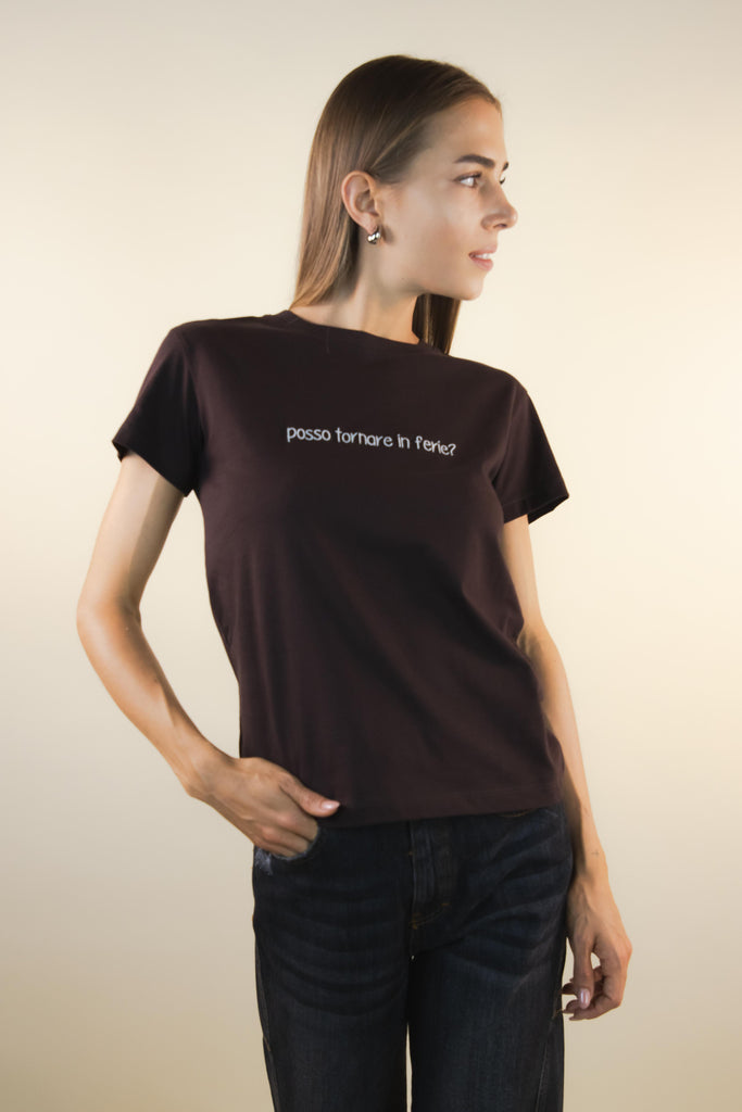 T-shirt moro ricamo Ferie W1PLACIDO 04 FERIE MORO/PANNA EGG FAMILY 