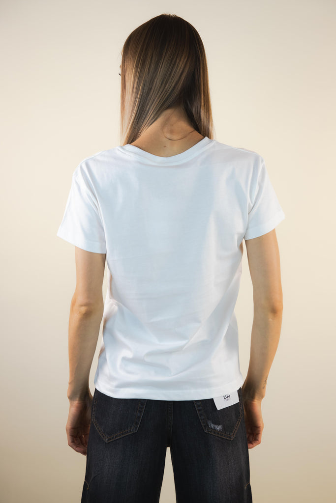 T-shirt bianca con ricamo Natale W1PLACIDO 06 NATALE PANNA/BORDEAUX EGG FAMILY 