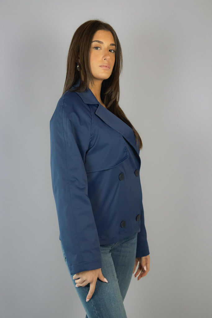 Trench blu navy corto SG02 BLU DENIM EGG FAMILY 