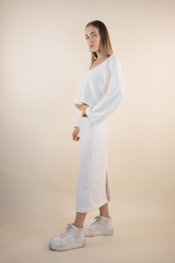 Gonna longuette Bianco lana W1LISI 17 LANA EGG FAMILY 