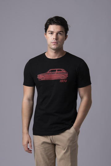 T-shirt nera con auto rossa 1974 177365 NERO EGG FAMILY 