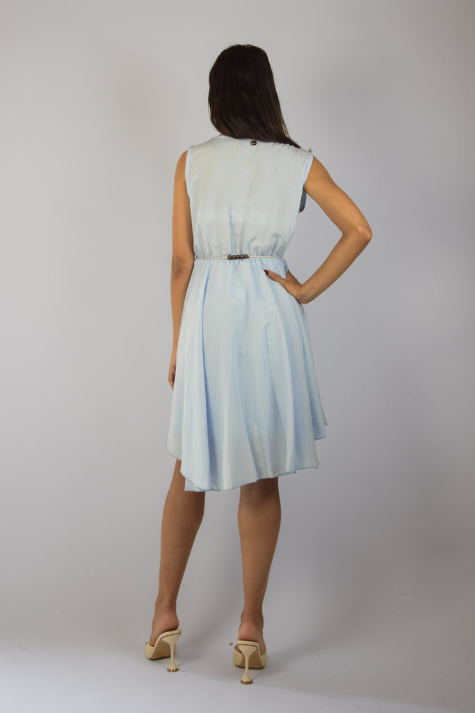 Abito in viscosa a righe celesti JA5098R7T102 RIGA CELESTE EGG FAMILY 