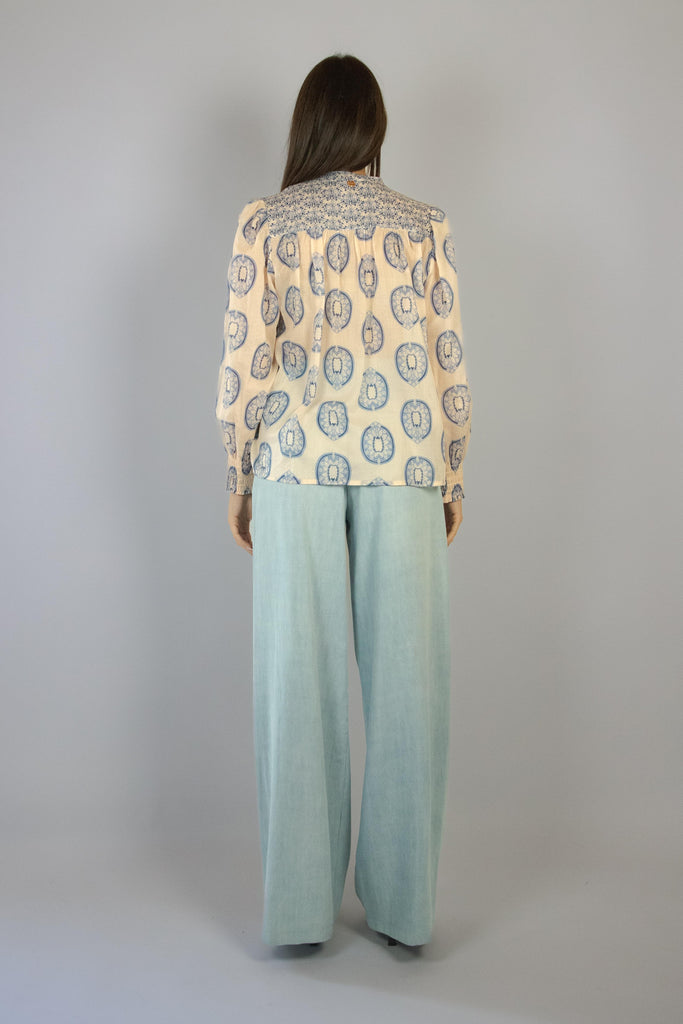 Camicia in cotone fantasia cipria e blu 7240 VARIANTE 3 EGG FAMILY 