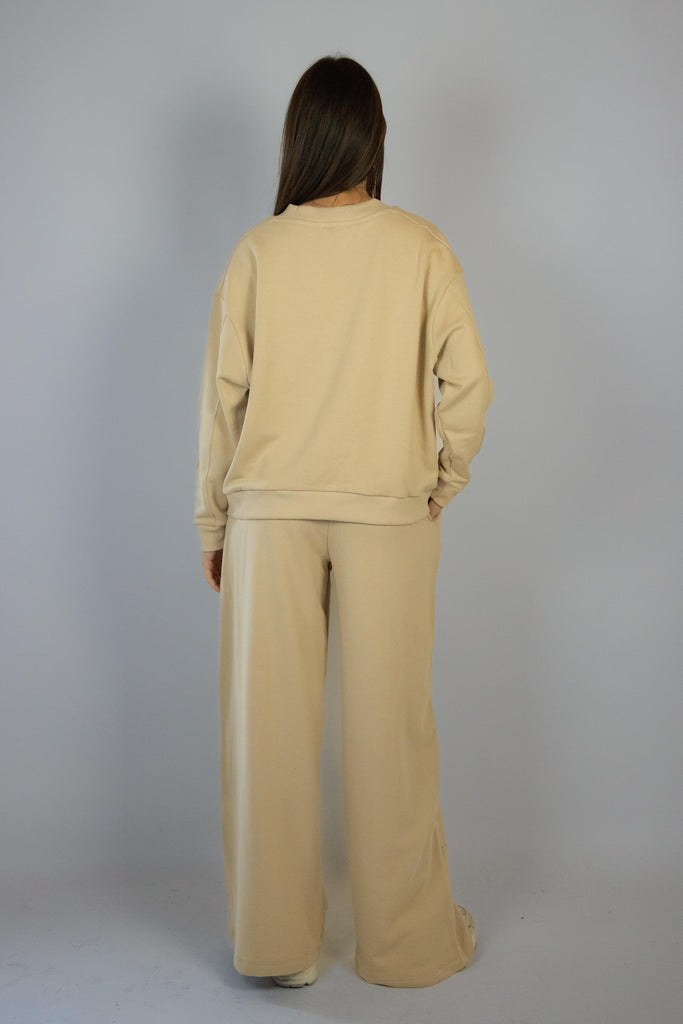 Felpa leggera con scollo a V avorio BROOKLYN AVORIO EGG FAMILY 